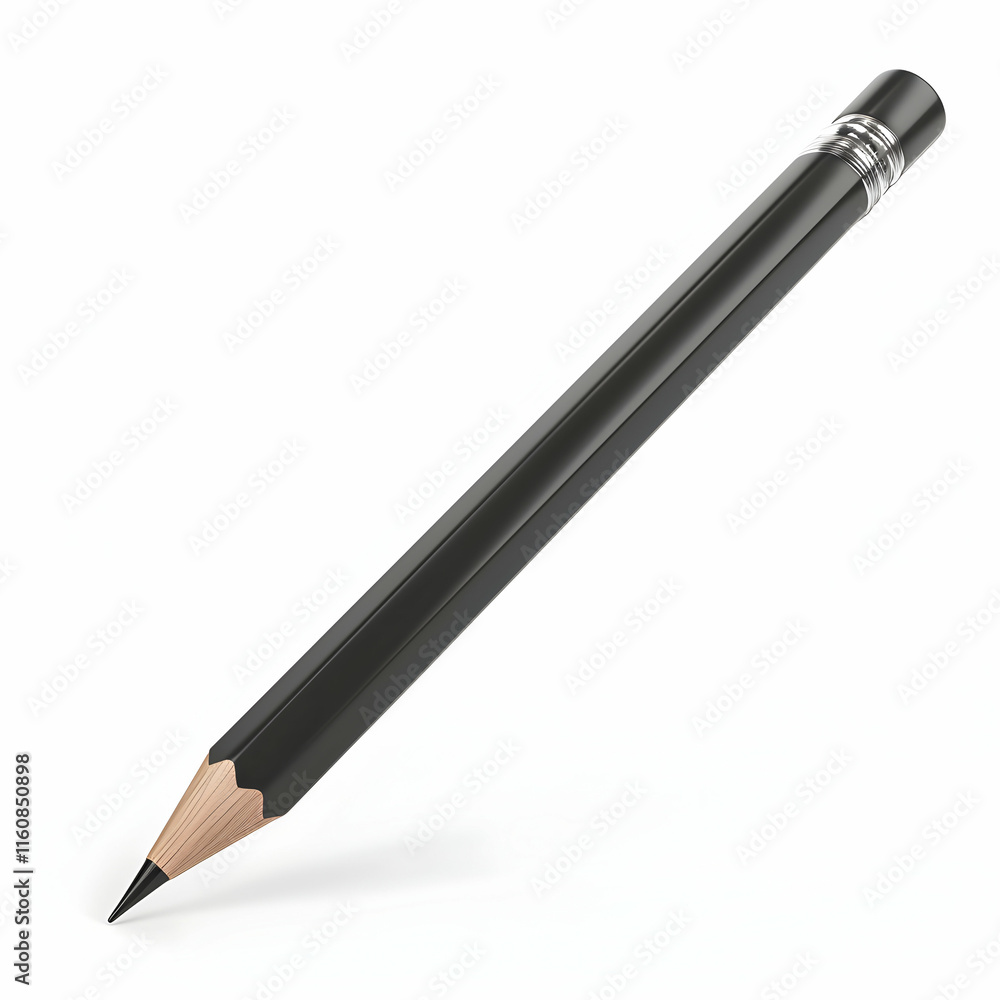 Black Pencil on White Background for Creative Design Projects Black Pencil on White Background for Creative Design Projects
