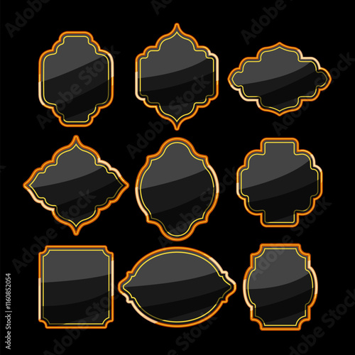 label golden luxury set cartoon. sophistication glamour, premium exclusive, lavish deluxe label golden luxury sign. isolated symbol vector illustration