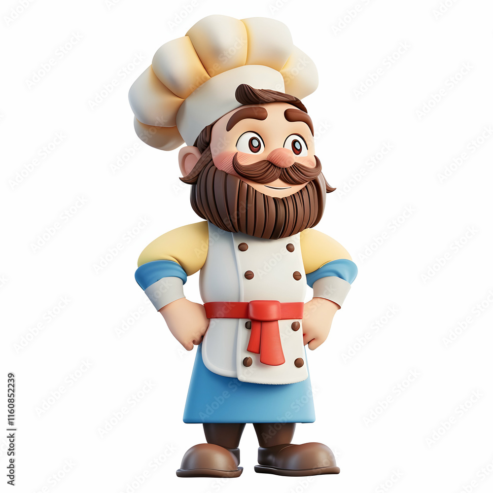 Cheerful Cartoon Chef Character with Whimsical Outfit and Hat Cheerful Cartoon Chef Character with Whimsical Outfit and Hat