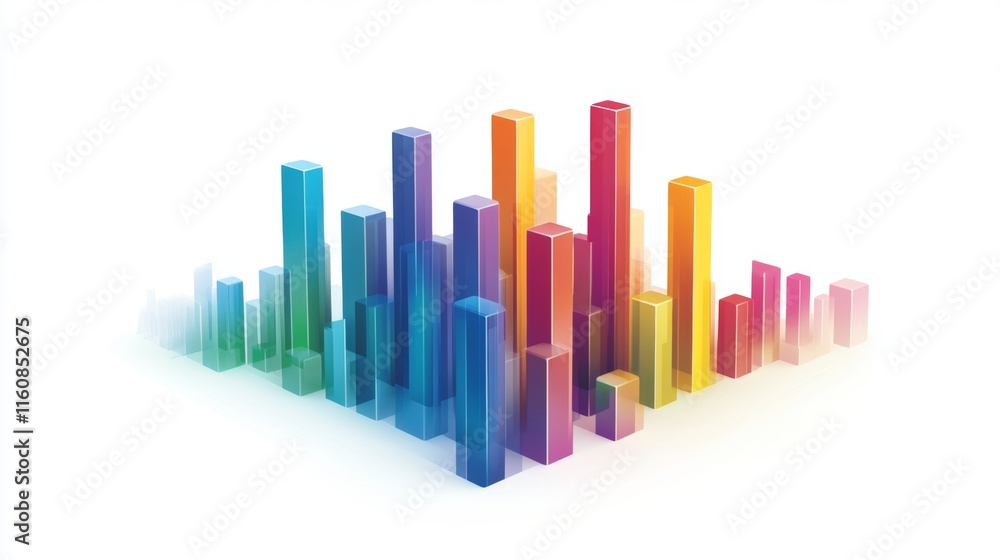 Obraz premium Colorful 3D Bar Graph with Vibrant Hues and Abstract Design