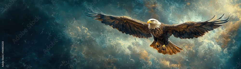 Fototapeta premium Discover your unique life purpose as a soaring eagle, seeking clarity from the birds-eye view