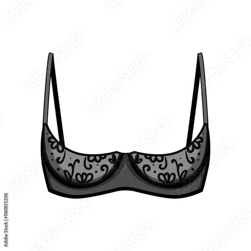 style bra lace cartoon. elegance seamless, push up, wireless padded style bra lace sign. isolated symbol vector illustration