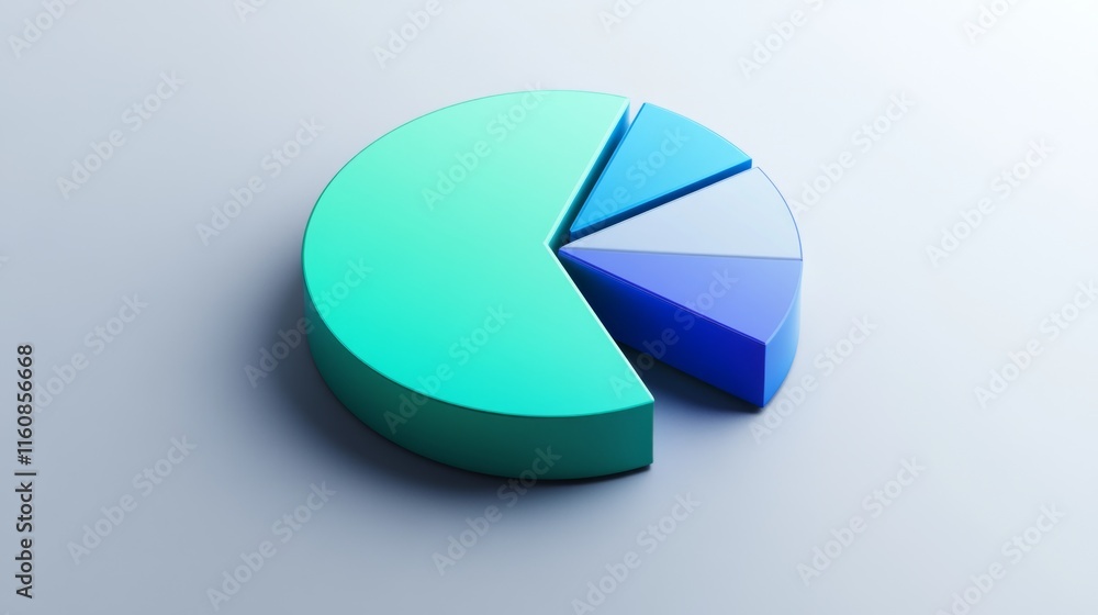 Obraz premium Modern Pie Chart Displaying Data Visualizations in Three Dimensions