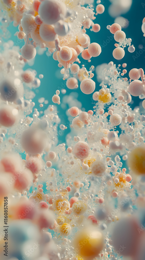 Vibrant Emulsion: A Mesmerizing Dance of Droplets in Fluid Suspension Vibrant Emulsion: A Mesmerizing Dance of Droplets in Fluid Suspension