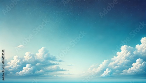 clear blue sky with a few clouds. The sky is very bright and the clouds are scattered throughout