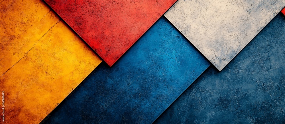 Abstract Geometric Color Block Design: Red, Blue, Yellow, and White Abstract Geometric Color Block Design: Red, Blue, Yellow, and White