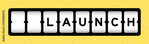 Black color in word launch on slot banner with yellow color background
