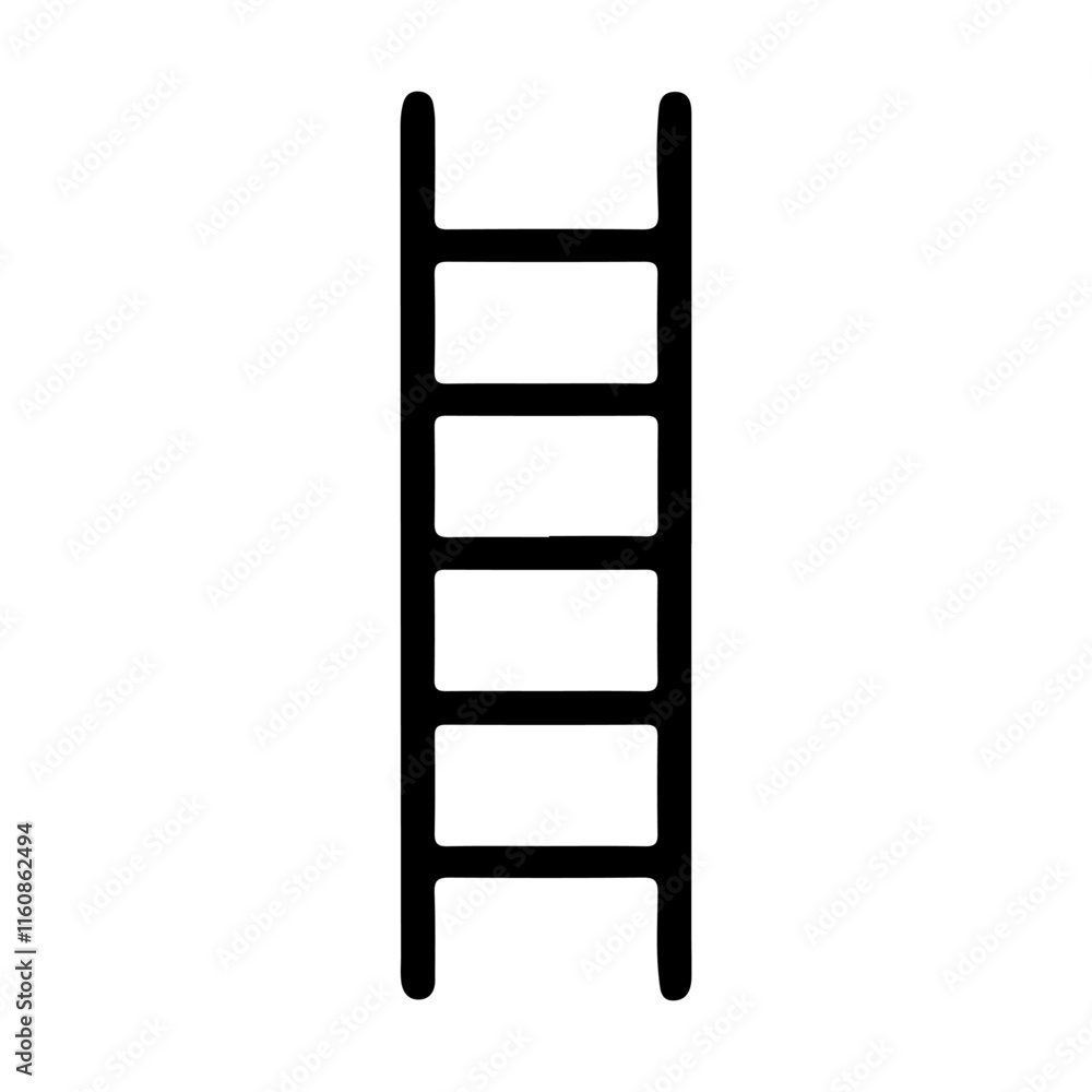 Ladder silhouette vector illustration on white background Ladder silhouette vector illustration on white background
