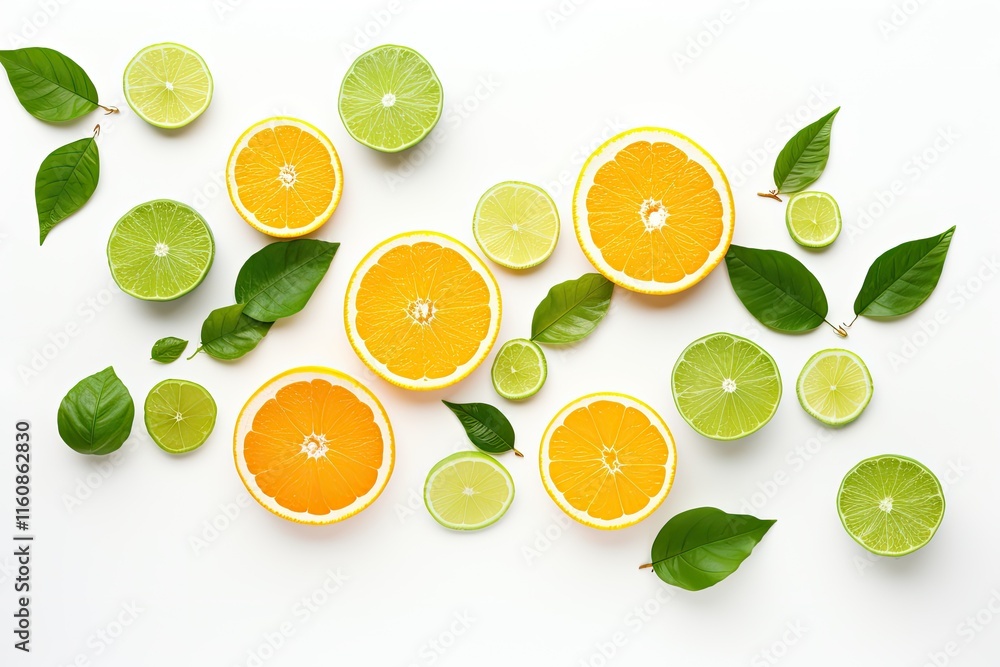Delicious citrus fruit and green leaves on a white background Delicious citrus fruit and green leaves on a white background