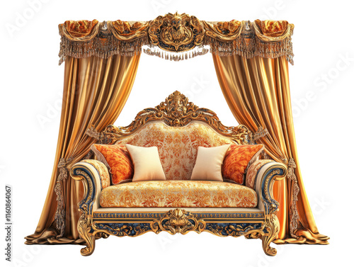 Lavish Golden Throne Room Decor with Exquisite Tapestries