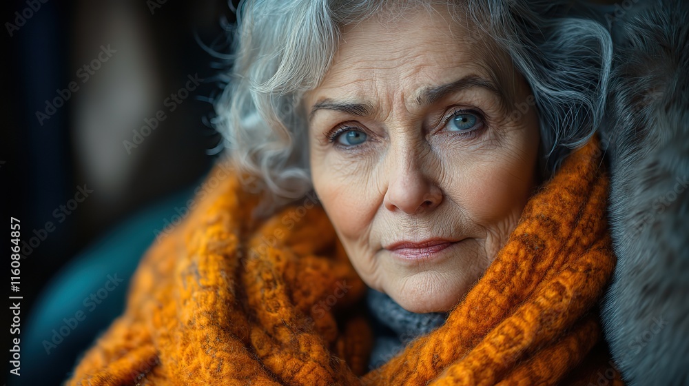 Sad, thinking senior woman at a window with a morning view. Depressed, thoughtful elderly person with hope during retirement Sad, thinking senior woman at a window with a morning view. Depressed, thoughtful elderly person with hope during retirement