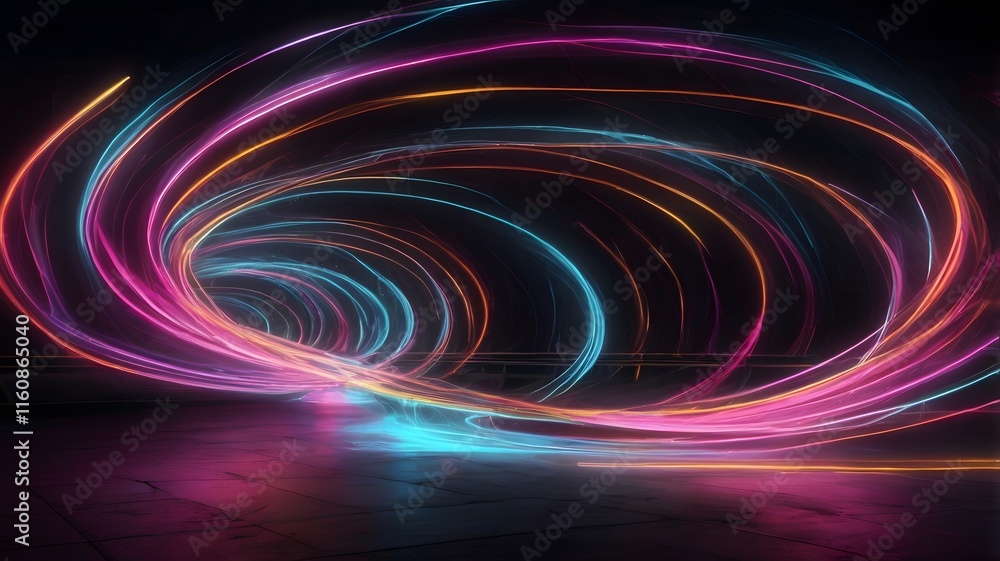 Vibrant Swirling Light Trails in Abstract Art Vibrant Swirling Light Trails in Abstract Art