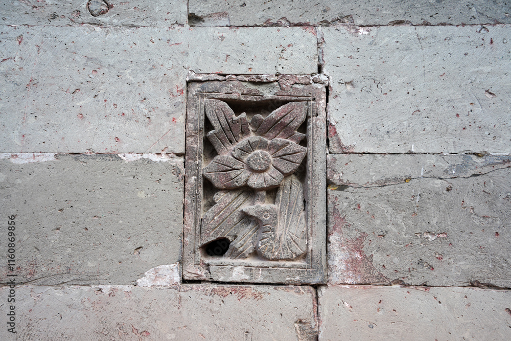 Brick carvings on the walls of ancient Tibetan buildings in Summer Palace, Beijing