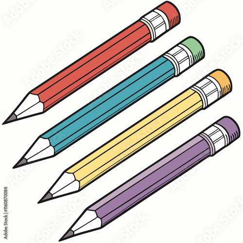  Colored pencils vector art illustration