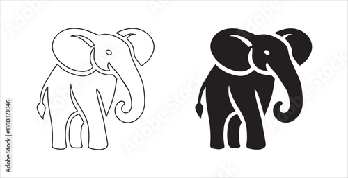 elephant silhouette bold and line vector illustration eps 10 on a white background fully editable high-quality file.
