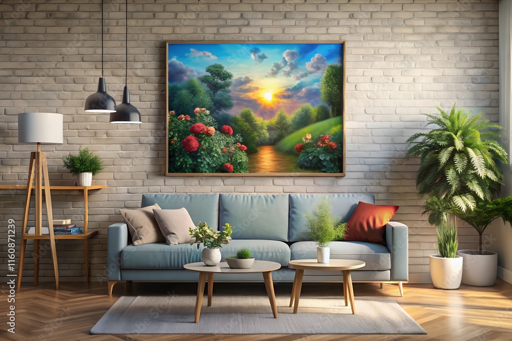 three wooden frame on white wall, frame mockup, 3d render three wooden frame on white wall, frame mockup, 3d render