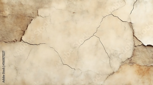 Cracked Beige Wall Texture Showing Age and Decay
