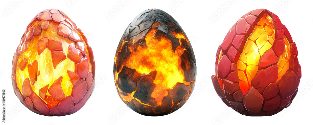 Unique Fantasy Eggs Collection on Transparent Background for Design Unique Fantasy Eggs Collection on Transparent Background for Design