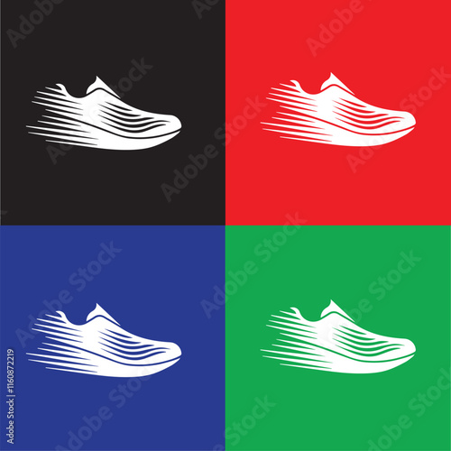 Stylized running shoe leaving a trail as a logo for a sports team