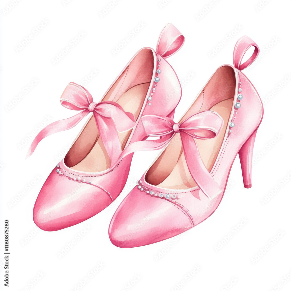 Soft pink ballet shoes adorned with pearl accents and elegant ribbons evoke sense of grace and charm. Perfect for dance or special occasions Soft pink ballet shoes adorned with pearl accents and elegant ribbons evoke sense of grace and charm. Perfect for dance or special occasions