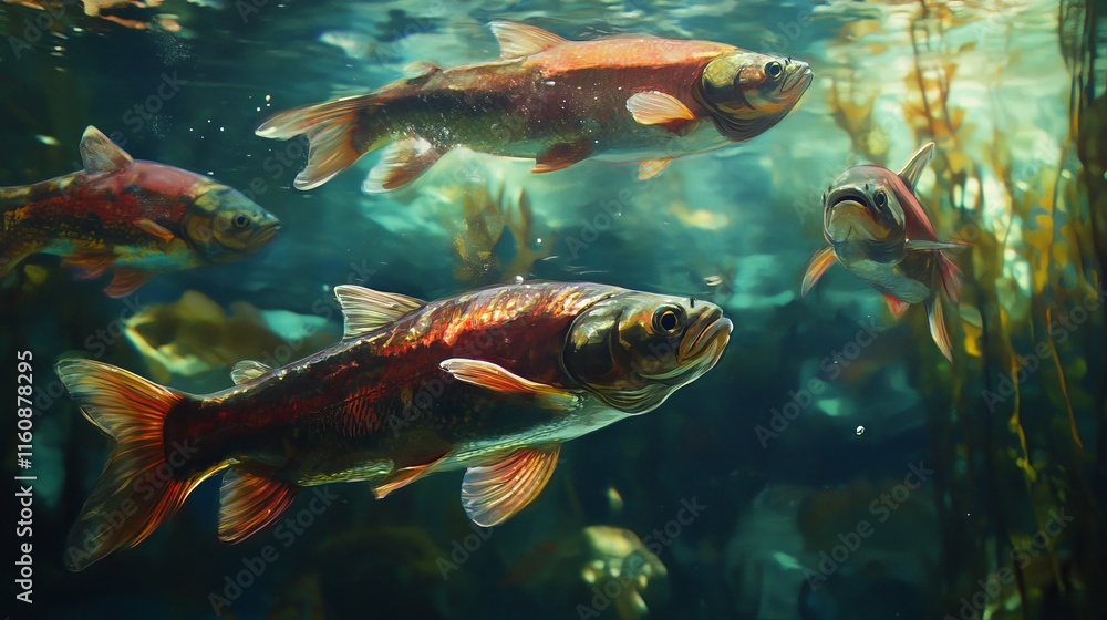 Fototapeta premium fish, swimming, water, underwater