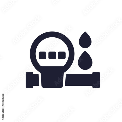 water meter icon on white, vector pictogram
