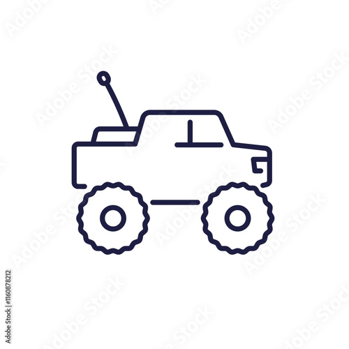 RC car line icon on white, vector