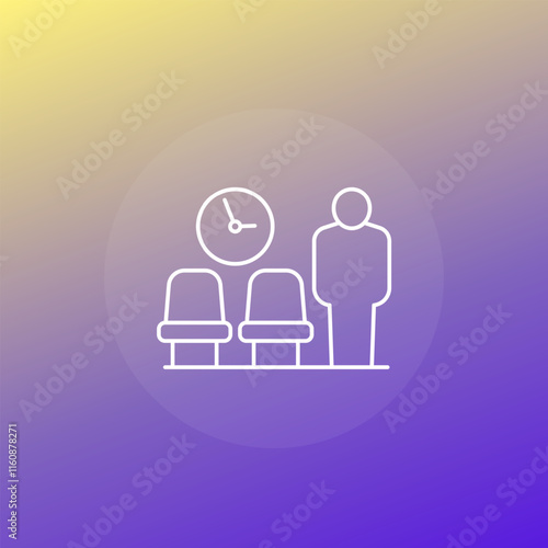 Waiting room, area icon, line vector
