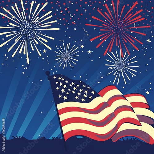 4th july usa -independence day with American flag party background