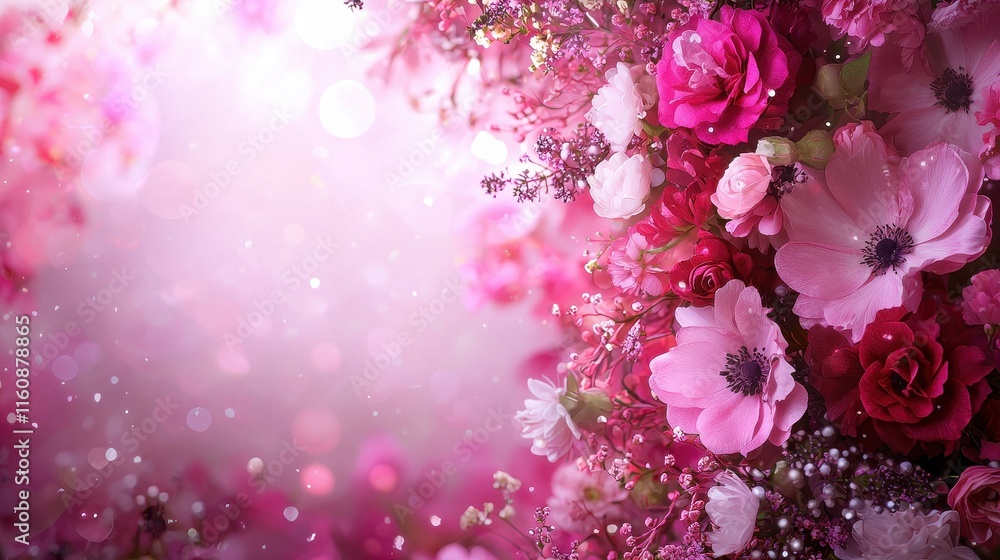 Romantic Floral Background with Pink Accents and Soft Bokeh Effect Romantic Floral Background with Pink Accents and Soft Bokeh Effect