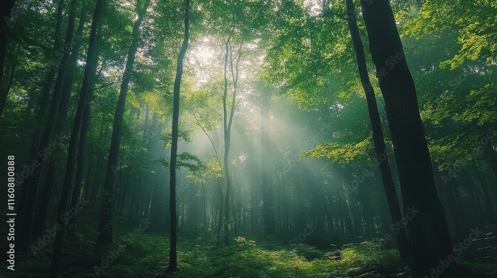 Fototapeta premium forest adventure, nature exploration, wooded trail, wildlife encounters, outdoor journey, lush greenery