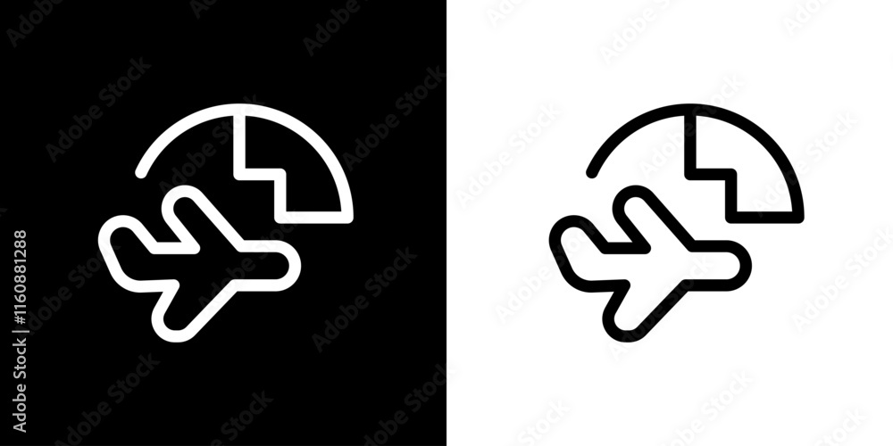 Obraz premium Airplane Icon. Flight. Company. Business. Black logo. Draw lines. Silhouette
