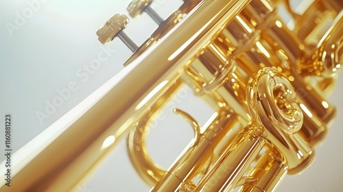 A Close Up View Of A Gold Trumpet photo