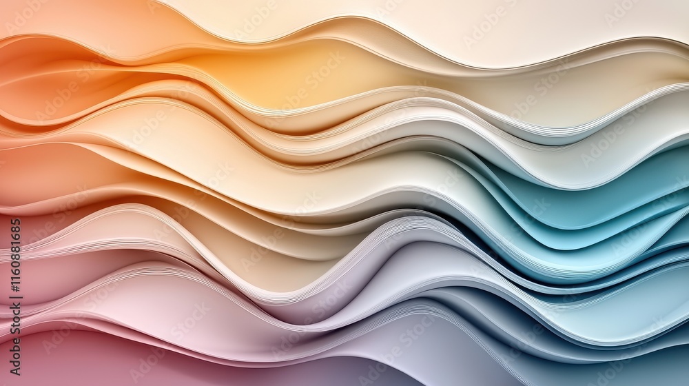 Obraz premium Soft Abstract Wave Pattern in Gradient Colors for Soothing Design