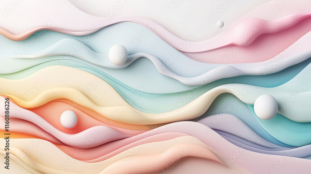Modern Artistic Design with Soft Pastel Tones and Gentle Waves