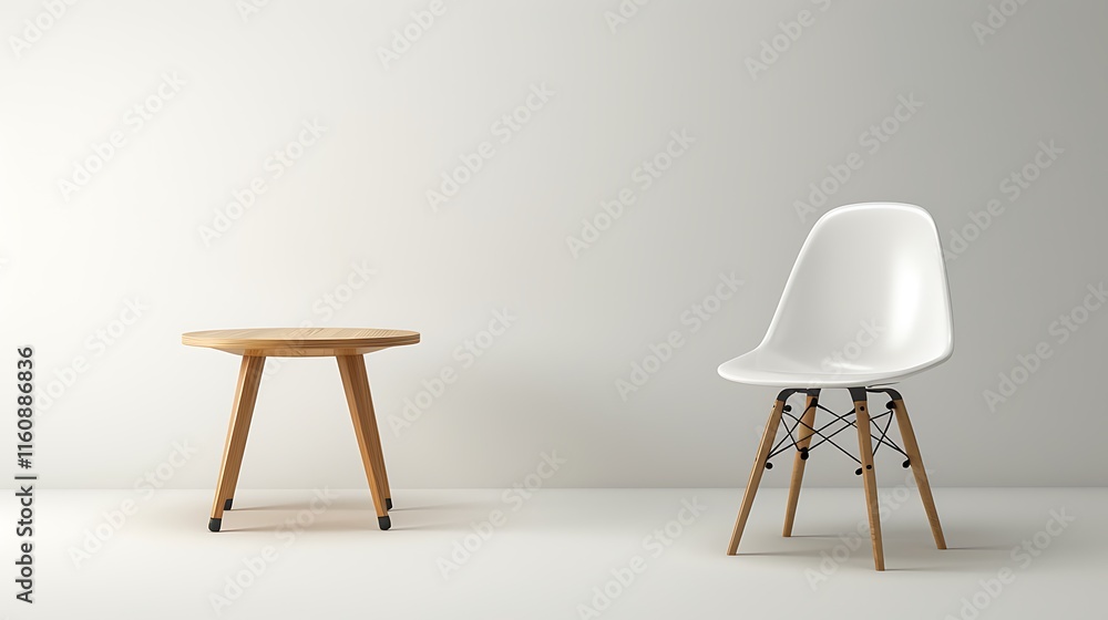 Light wooden dining table and modern chairs on a white backdrop, captured in stunning detail, Light wooden dining table and modern chairs on a white backdrop, captured in stunning detail,