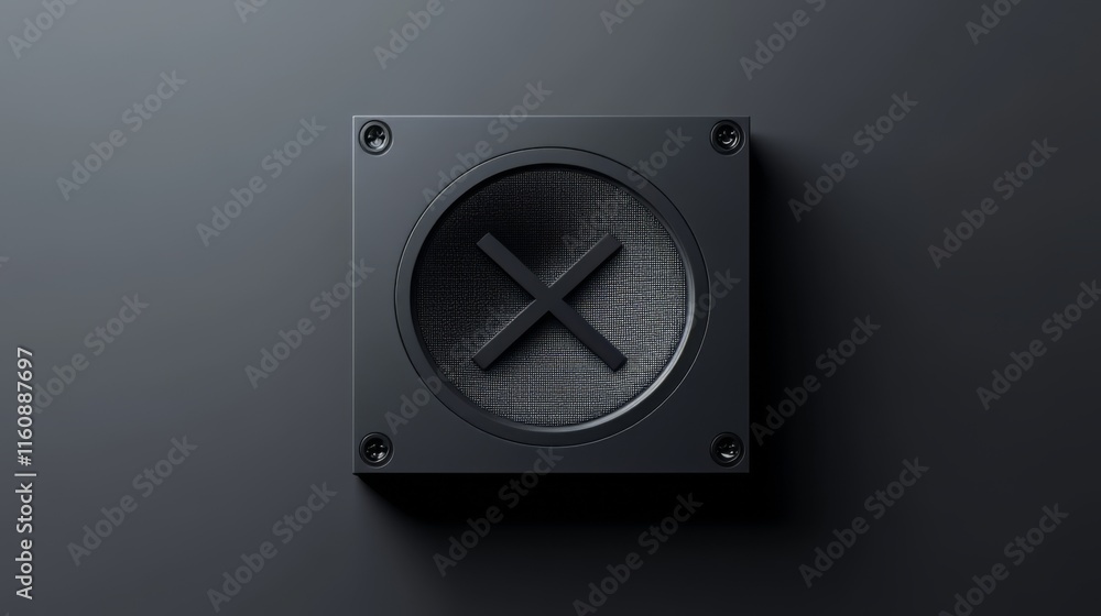 Modern Minimalist Black Speaker Design with X Symbol Modern Minimalist Black Speaker Design with X Symbol