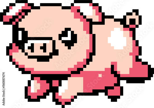 Pixel art illustration Pig. Pixelated Pig. Farm barn pig animal icon pixelated for the pixel art game and icon for website and video game. old school retro.