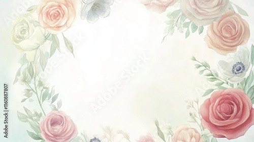 Delicate Floral Watercolor Arrangement with Roses and Anemones