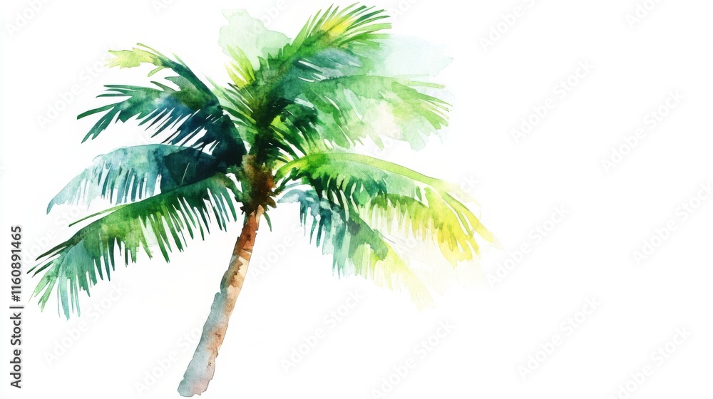 Obraz premium Stunning Watercolor Palm Tree Illustration - Tropical Paradise Art
