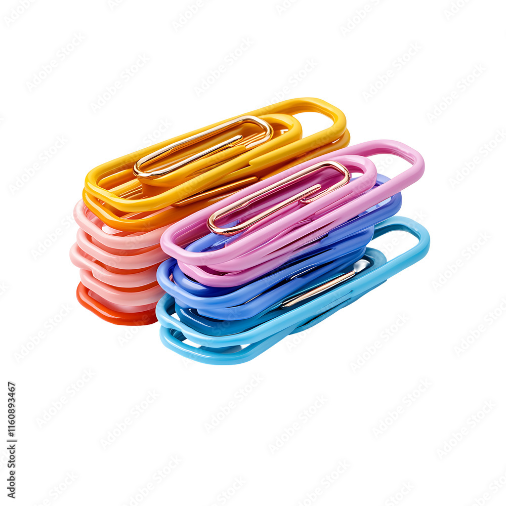 Colorful paper clips stack transparent background. Colorful paper clips stack transparent background.