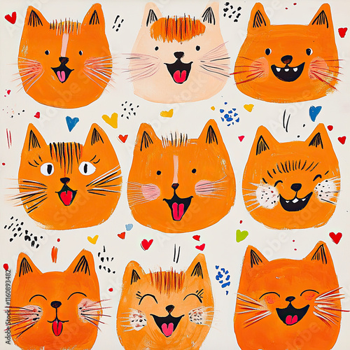 seamless pattern with orange cats
