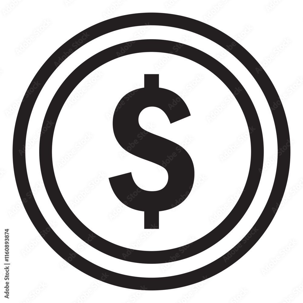 Dollar icon, dollar coin. Black Line USD Dollar money currency icon clipart in vector USA money for business, finance, web site interface, infographic decoration elements vector illustration. Dollar icon, dollar coin. Black Line USD Dollar money currency icon clipart in vector USA money for business, finance, web site interface, infographic decoration elements vector illustration.