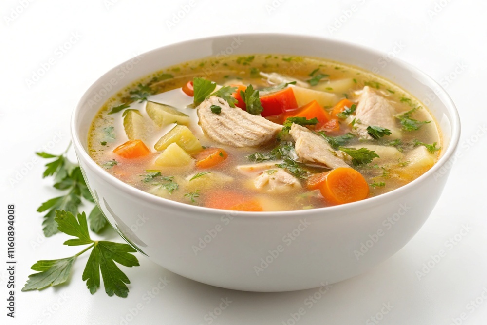 chicken soup isolated on white background chicken soup isolated on white background