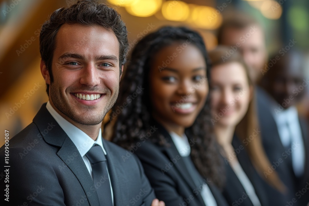 Business people smiling after a productive meeting, Generative AI Business people smiling after a productive meeting, Generative AI