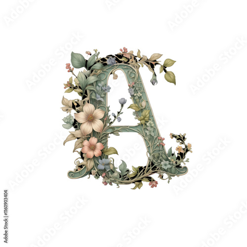 Floral version of Latin letter A