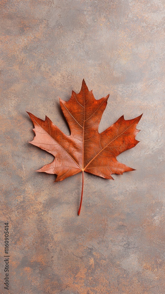 Elegant dried maple leaf on a rustic brown background showcasing intricate details and textures perfect for seasonal and nature-themed projects Elegant dried maple leaf on a rustic brown background showcasing intricate details and textures perfect for seasonal and nature-themed projects
