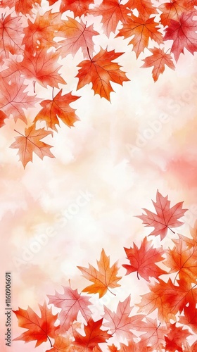 Captivating Autumn Leaves Falling Against Soft Background in Warm Tones of Orange and Red Creating a Serene Seasonal Atmosphere