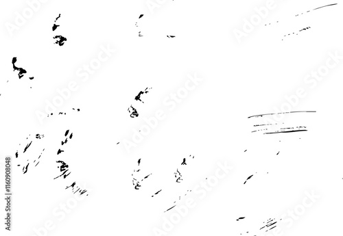 Abstract grunge texture design, black paint or ink scratches. Ground texture for stain and drip effect isolated on white background