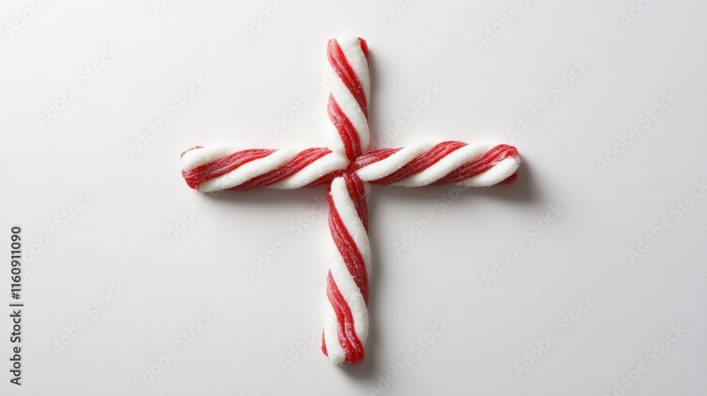 Candy cane crosswise isolated on white background Candy cane crosswise isolated on white background